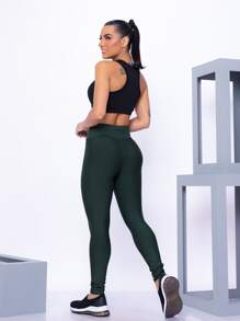 Women Leggings - 墨綠色 - 查看 2