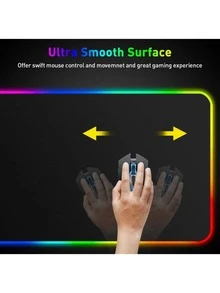 1Pieza Alfombrilla De Ratón Gamer Rgb Luz Led Lonk Mousepad 78cmx30cm - Negro - Ver 3