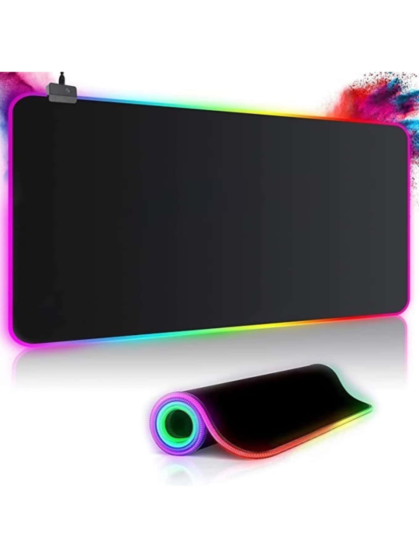 1Pieza Alfombrilla De Ratón Gamer Rgb Luz Led Lonk Mousepad 78cmx30cm - Negro - Ver 1