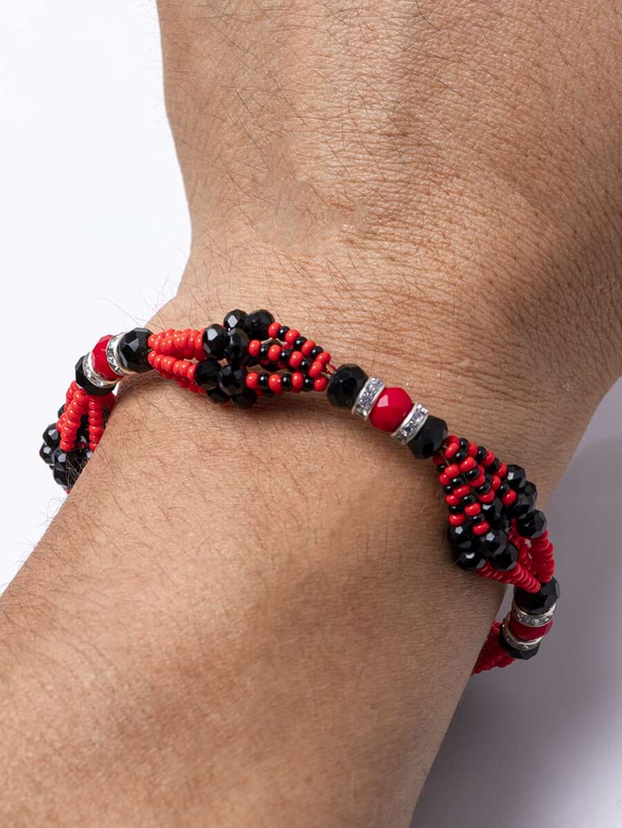 Ilde De Eleggua Bracelet 6 Crystal Strands - 紅色 - 查看 1