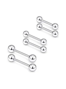 6 件（3 對）不銹鋼外螺紋 Pa 舌盾槓鈴身體穿刺珠寶護罩,12 毫米 14 毫米 16 毫米 - 銀色 - 查看 3