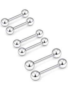 6 件（3 對）不銹鋼外螺紋 Pa 舌盾槓鈴身體穿刺珠寶護罩,12 毫米 14 毫米 16 毫米 - 銀色 - 查看 6