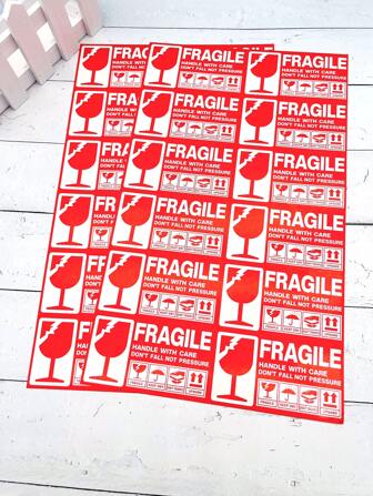 2 feuilles Adhésif fragile Autocollants D'Étiquette