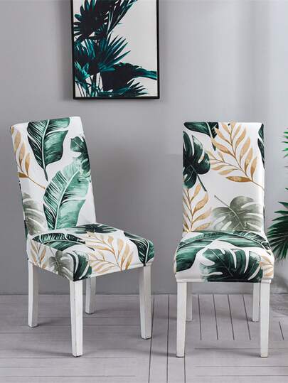 1/4/6pcs Milk Silk Chair Covers, Printed Chair Slipcovers For Hotel, Living Room, Dining Room