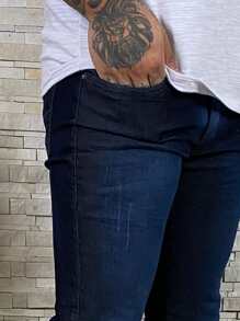 Men Jeans - 深色水洗藍 - 查看 3