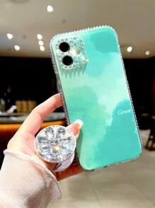 Rhinestone Decor Phone Case With Stand-Out Holder,International Version, Not The Domestic Version - Multicolor - View 2