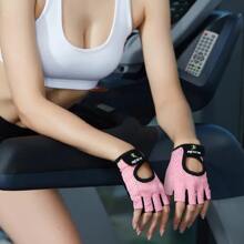 健身手套適合男人及女人,保護棕櫚墊,減震,耐磨,防滑,透氣,半指手套適用於舉重,騎行,騎術 - 粉色 - 查看 5