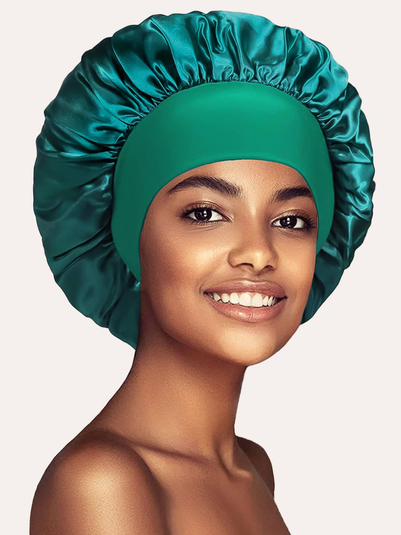 1pc Women's Wide-brimmed Hair Cap - Green - View 1