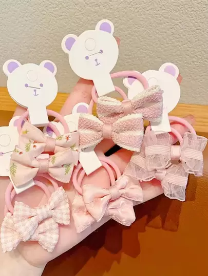 10入組女孩們時髦蝴蝶圖案頭繩(隨機卡)