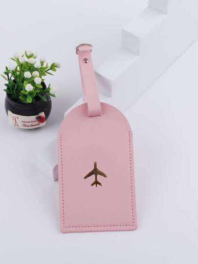 Fashionable Gold Foil Airplane Travel Luggage Tag Card Holder Suitcase Tag Name Tag Card Sleeve Hanging Tag Pendant Travel Essentials Travel Accessories Travel Essentials For Travel Backpack Travel Bag Luggage Suitcase Travel Gear Back To School Bag For School School Accessories School Stuff