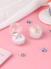 1入組復古亞克力透明戒指盒 - 白色 - 查看 1