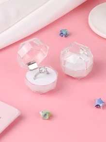 1入組復古亞克力透明戒指盒 - 白色 - 查看 6