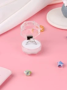 1入組復古亞克力透明戒指盒 - 白色 - 查看 7