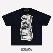 Playeras Hombres Camiseta Con Estampado De Figura - Negro - Ver 1