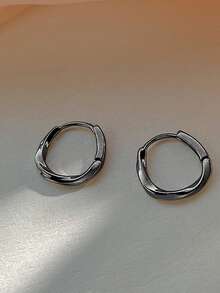 Nooxian 2 piezas de mujeres girante diseño simple Cuff de oreja Pendientes - Negro de pistola - Ver 4