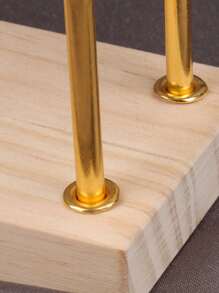 1 件装天鹅绒戒指展示架木质底座双层可拆卸珠宝戒指架展示柜 - 米色 - 查看 4