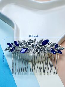 1件优雅新娘发饰，镶嵌蓝色锆石，公主皇冠婚礼发梳，适合日常佩戴 - 銀色 - 查看 4