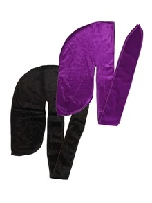 2 piezas de hombres unicolor Durag pirata Gorra - Multicolor - Ver 2