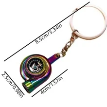 Creative Metal Keychain With Rotatable Car Parts Design Including Turbine & Gear Shift & Wheel Hub & Brake Disc & Shock Absorber Key Chain Charms Keyrings - Silver - View 2