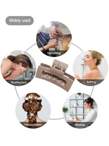 2pcs Rectangle Design Hair Claw - Multicolor - View 3