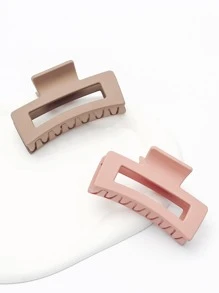 2pcs Rectangle Design Hair Claw - Multicolor - View 2