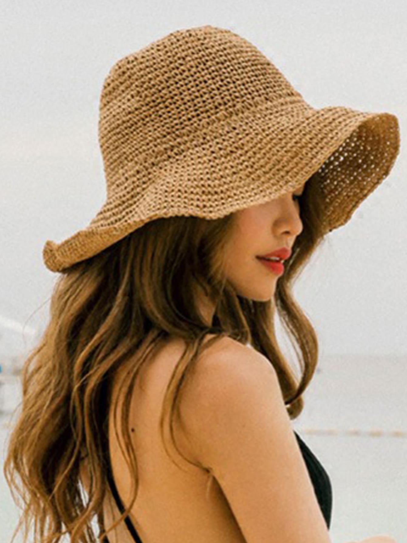 Chất rắn Mũ rơm - Màu Khaki - Xem 1