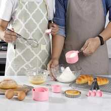 8 Piezas de Tazas Medidoras Y Cucharas De Repostería Cocina Mango de Acero Inoxidable - Rosa - Ver 4