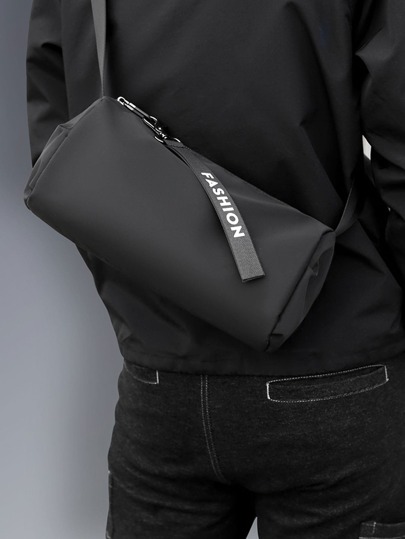 Black Simple Style, Light Weight Shoulder & Crossbody Bag, Sport Bag Nylon Bucket Bags Side Bag Sling Bag Shoulder Bag Outdoor Present Valentines Gifts College Bag Summer Bum Bag Rider Bag Gym Bag Duffel Bag Camping Sling Bag Back To School Summer Bag Spring Break Bag Pack Cross Body Bag School Supplies Sling Bag Side Bags New Life Items For Students Men Essentials Fashion Men's Bags Body Bag For Men Pouch