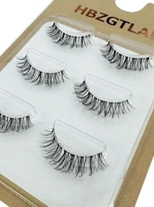 HBZGTLAD 3 Pairs Natural Short False Eyelashes, Transparent Stems, Suitable For Natural Makeup Look - Black - View 4