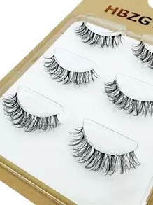 HBZGTLAD 3 Pairs Natural Short False Eyelashes, Transparent Stems, Suitable For Natural Makeup Look - Black - View 3