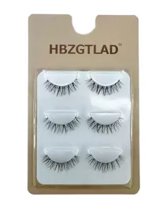 HBZGTLAD 3 Pairs Natural Short False Eyelashes, Transparent Stems, Suitable For Natural Makeup Look - Black - View 2
