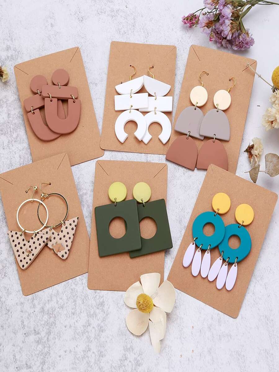 50入組/套簡約風紙首飾收納卡適用於收納 - 棕色 - 查看 1