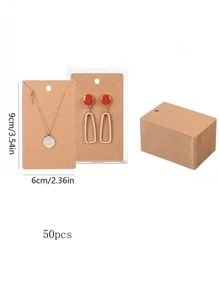 50入組/套簡約風紙首飾收納卡適用於收納 - 棕色 - 查看 3