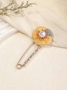 1pc Flower-shaped Glamorous Anti-slip Brooch - Apricot - View 1