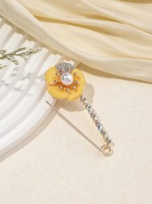 1pc Flower-shaped Glamorous Anti-slip Brooch - Apricot - View 2
