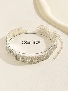 1pc Sparkly Diamond Multi-layered Hip-hop & Electronic Music Elements Detail Party Choker Necklace - Perak - View 4