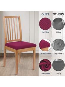 Jacquard Chair Seat Cover Dining Room Chair Slipcover Burgundy 1pc - Burgundy - View 4