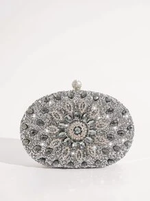 Túi ly hợp thời trang lấp lánh lấp lánh, sequin, sang trọng, sáng bóng với dây đeo chuỗi kim loại cho túi buổi tối, hoa túi ăn tối, trang trí pha lê, kim cương giả cho cô gái dự tiệc, phụ nữ, cô dâu Hoàn hảo cho bữa tiệc, đám cưới, vũ hội, bữa tối / tiệc , Cho Cocktail - Bạc - Xem 3