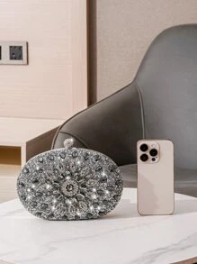 Túi ly hợp thời trang lấp lánh lấp lánh, sequin, sang trọng, sáng bóng với dây đeo chuỗi kim loại cho túi buổi tối, hoa túi ăn tối, trang trí pha lê, kim cương giả cho cô gái dự tiệc, phụ nữ, cô dâu Hoàn hảo cho bữa tiệc, đám cưới, vũ hội, bữa tối / tiệc , Cho Cocktail - Bạc - Xem 4