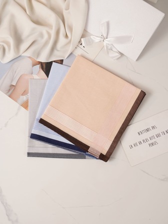 1set/3pcs Multicolor 16-Inch Pure Handkerchiefs For Men Valentine's Day Valentines