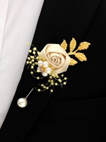 Wedding Corsage Brooch - Beige - View 1