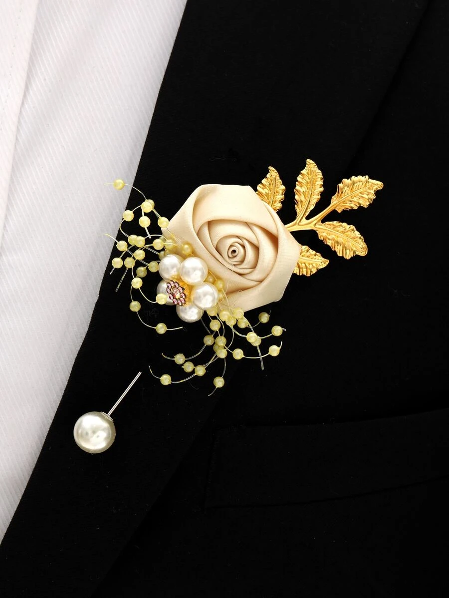 Wedding Corsage Brooch - Beige - View 1