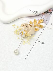 Wedding Corsage Brooch - Beige - View 3