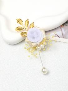 Wedding Corsage Brooch - Beige - View 4