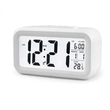 1 Miếng Sáng Đồng hồ báo thức im lặng Tiếng Anh Cảm quang Đồng hồ điện tử Đồng hồ - trắng - Xem 1