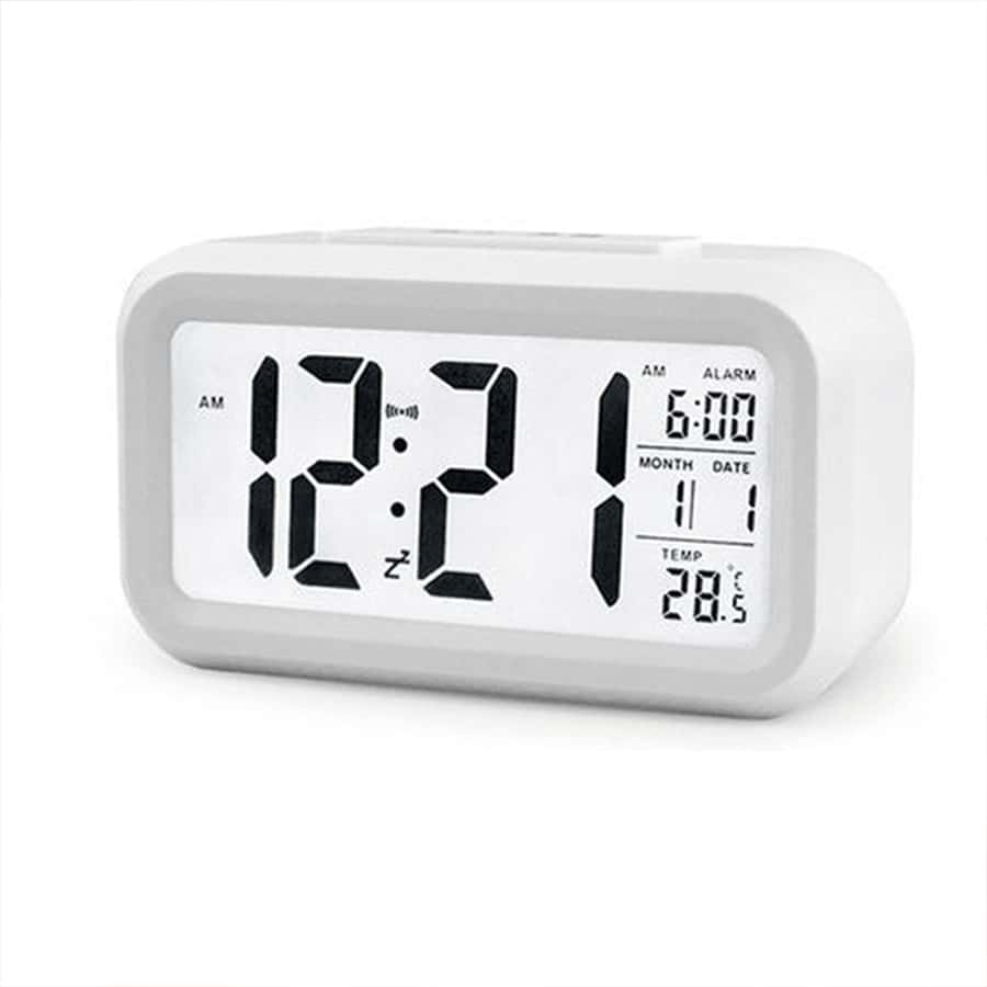 1 Miếng Sáng Đồng hồ báo thức im lặng Tiếng Anh Cảm quang Đồng hồ điện tử Đồng hồ - trắng - Xem 1