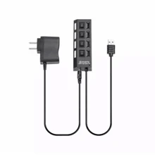 Hub USB com 4 Entradas USB 2.0 de Alta Velocidade com Botão Liga Desliga - Preto - Visão 6