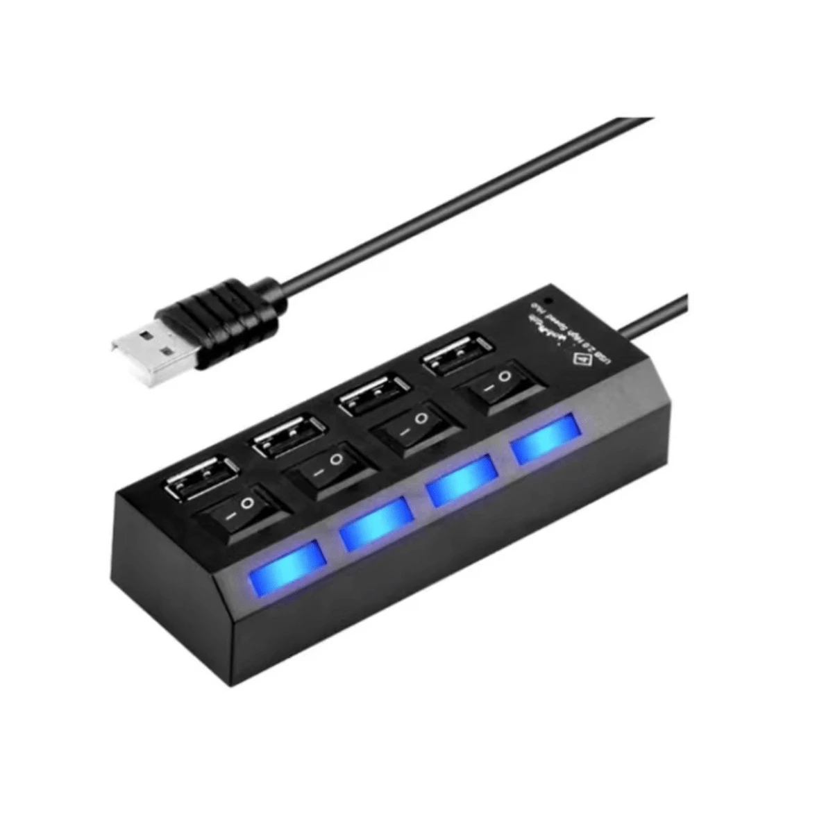 Hub USB com 4 Entradas USB 2.0 de Alta Velocidade com Botão Liga Desliga - Preto - Visão 1