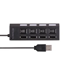 Hub USB com 4 Entradas USB 2.0 de Alta Velocidade com Botão Liga Desliga - Preto - Visão 3