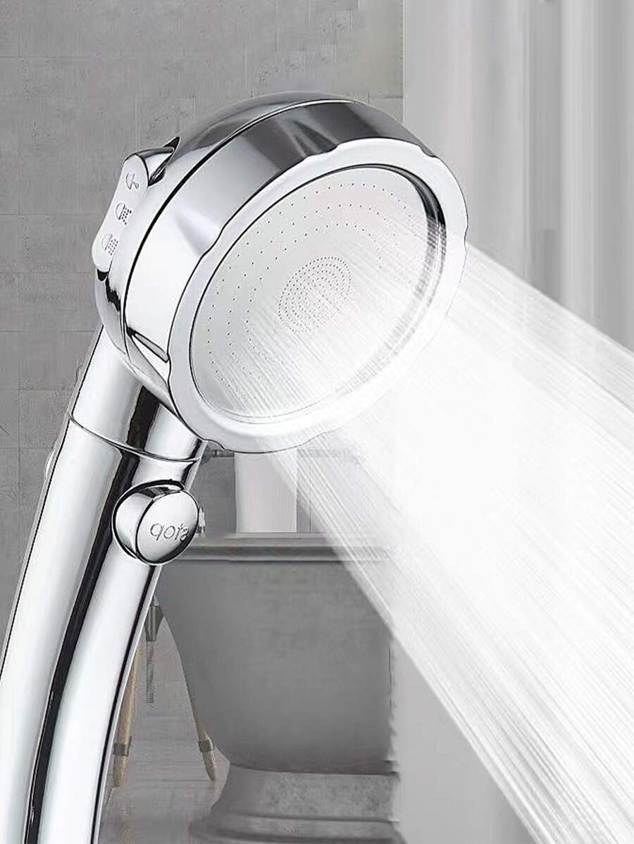 Pommeau De Douche Avec Bouton D'arrêt - 3 Modes D'eau, économie D'eau 50%, Design Ergonomique, Matériau ABS, Gris, 25.5x8.4 Cm